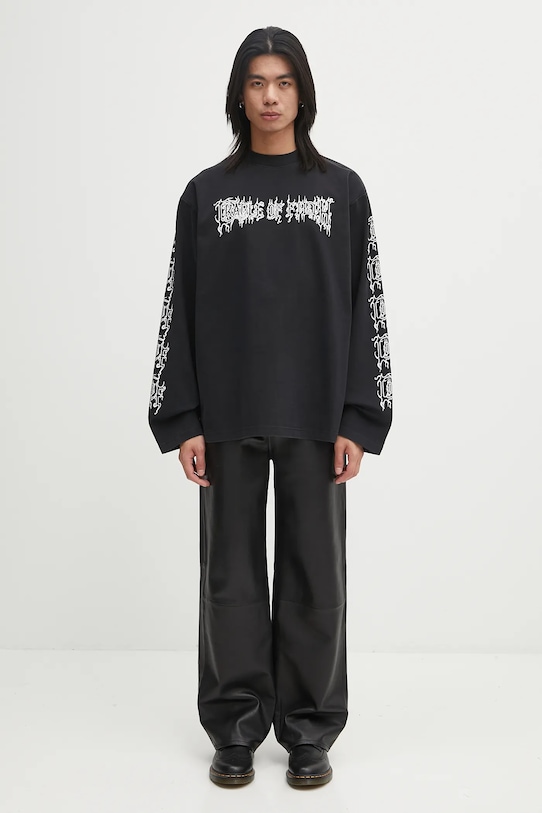 Βαμβακερή μπλούζα με μακριά μανίκια VETEMENTS Cof Logo Longsleeve UCF76LS100B μαύρο