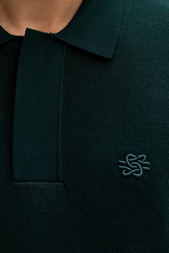 Filling Pieces pulover bărbătesc cu vâscoză Knit Shirt Rugby 422571500243 verde