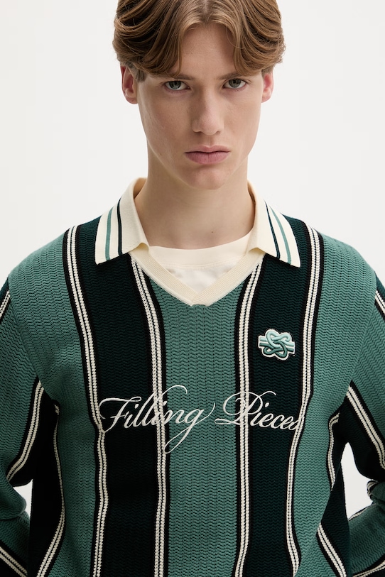 Filling Pieces пуловер мъжки с вискоза Knit Football Jersey зелен 422574500148
