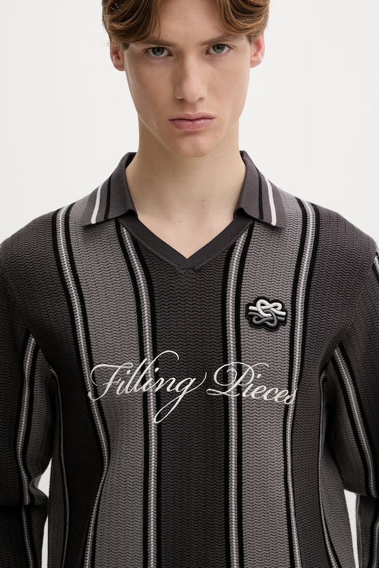 Filling Pieces pulover bărbătesc cu vâscoză Knit Football Jersey gri 422574500148