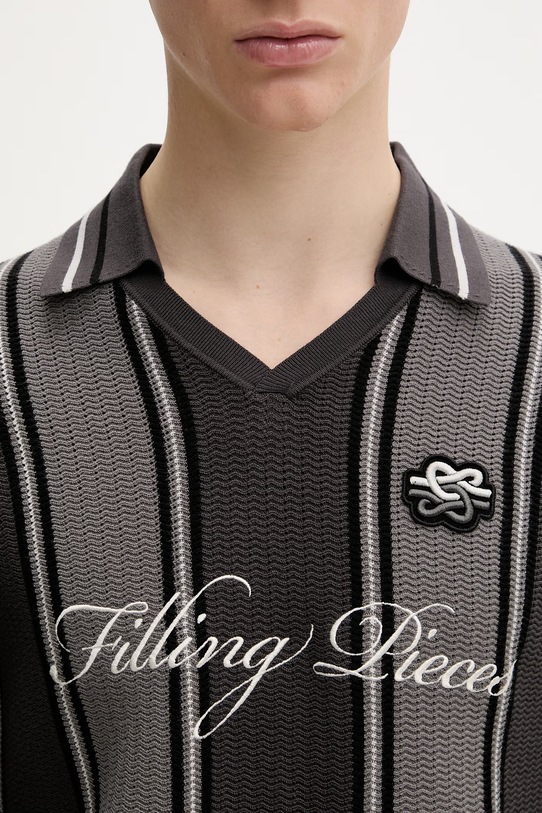 Filling Pieces sweter męski z wiskozą Knit Football Jersey 422574500148 szary