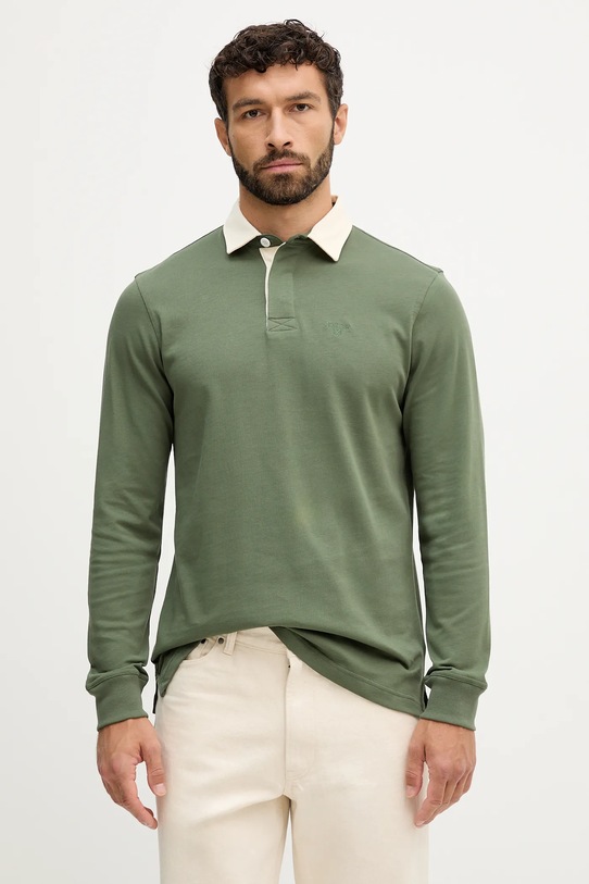 Хлопковый лонгслив Barbour HOWTOWN хлопок зелёный MML1337