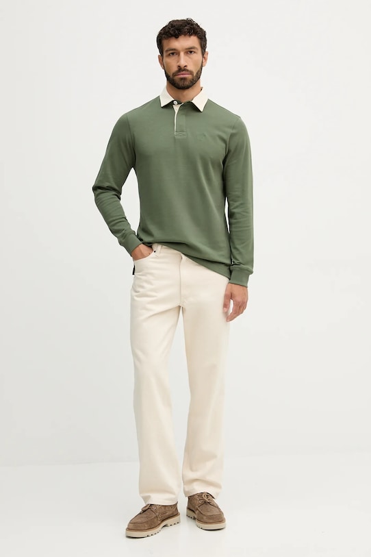 Barbour longsleeve din bumbac HOWTOWN MML1337 verde AW25