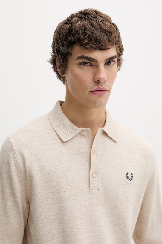 Fred Perry sweter z wełną beżowy K4535