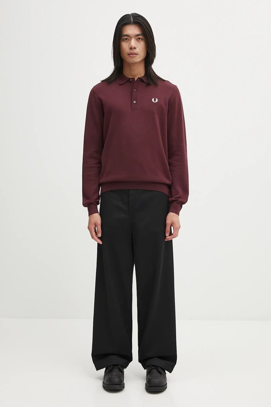 Vlnený sveter Fred Perry K4535 burgundské