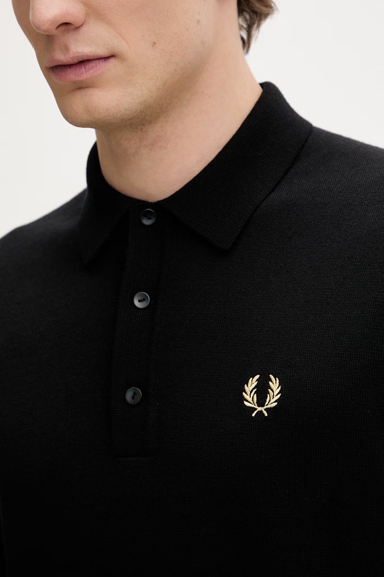 Fred Perry sweter z wełną K4535 czarny