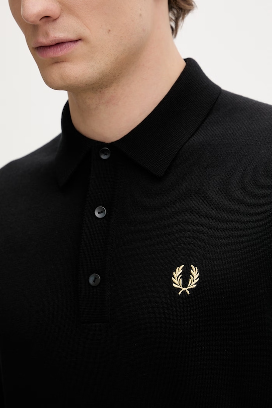 Fred Perry sweter z wełną K4535 czarny