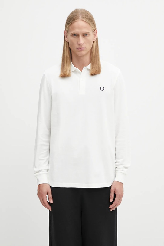 Fred Perry longsleeve bawełniany gładkie biały M3636