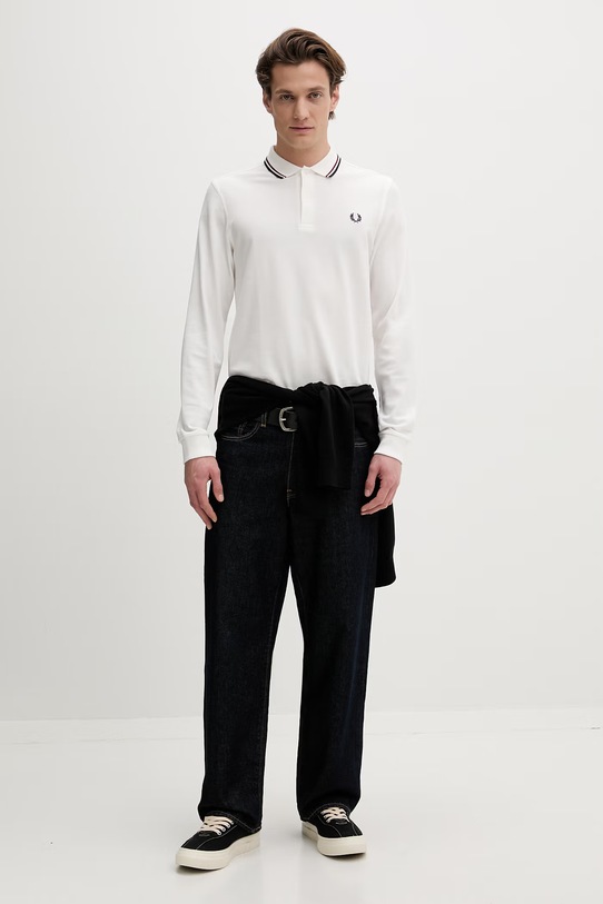 Fred Perry longsleeve bawełniany M3636 biały SS26