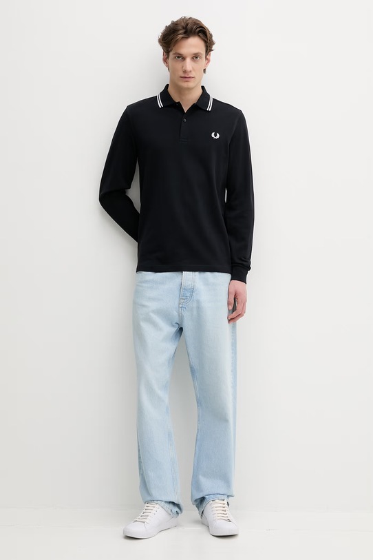 Fred Perry longsleeve bawełniany M3636 granatowy SS26