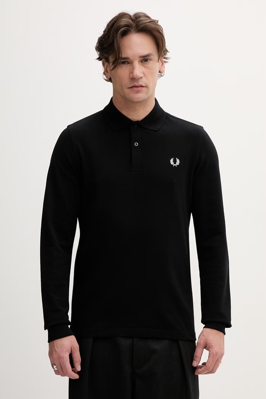 Fred Perry longsleeve bawełniany bawełna czarny M6006