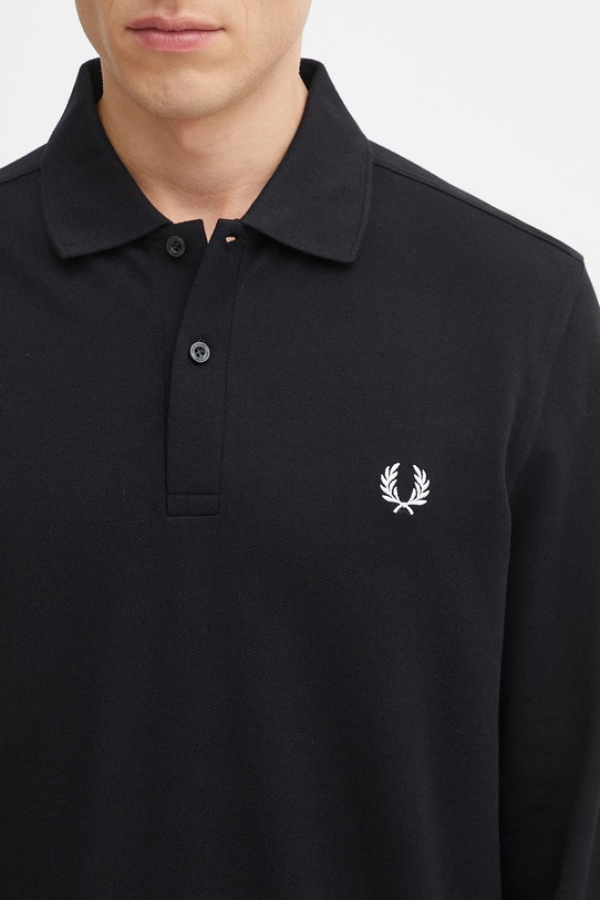 Fred Perry cotton longsleeve top black M6006