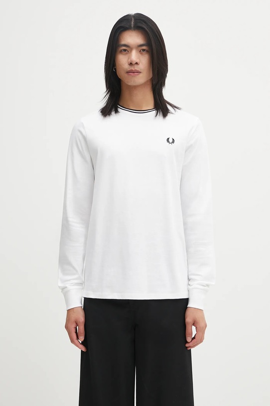 Памучна тениска Fred Perry стандартна бял M9602