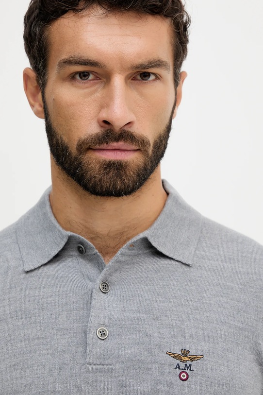 Μάλλινο πουλόβερ Aeronautica Militare γκρί MA1607UL00415