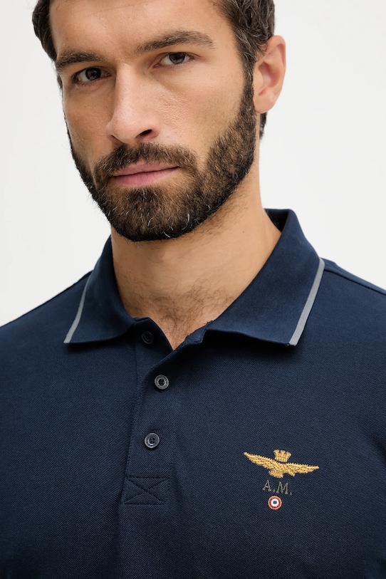 Βαμβακερή μπλούζα με μακριά μανίκια Aeronautica Militare σκούρο μπλε PO1653UP00082