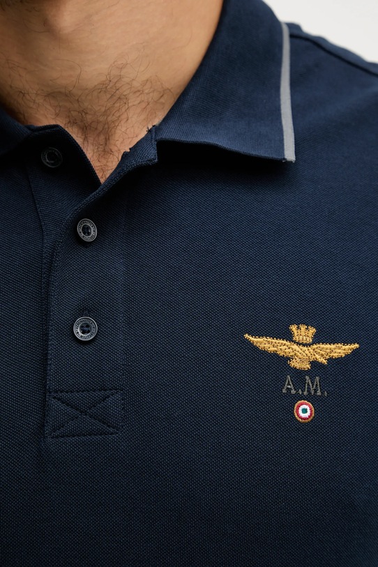 Bavlněné tričko s dlouhým rukávem Aeronautica Militare PO1653UP00082 námořnická modř