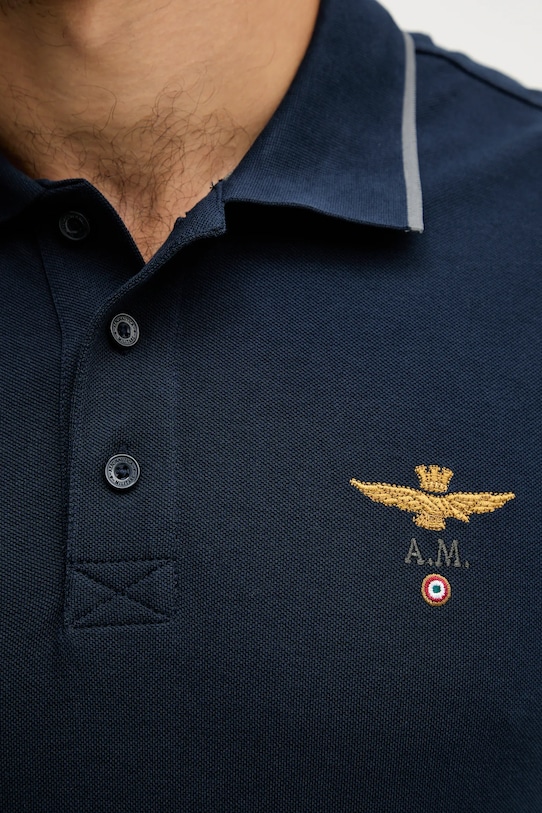 Βαμβακερή μπλούζα με μακριά μανίκια Aeronautica Militare PO1653UP00082 σκούρο μπλε