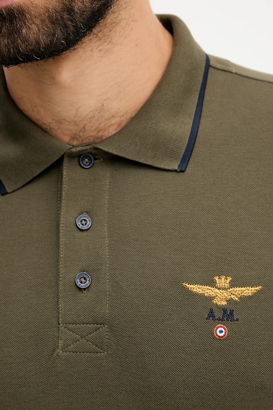 Bavlněné tričko s dlouhým rukávem Aeronautica Militare PO1653UP00082 zelená