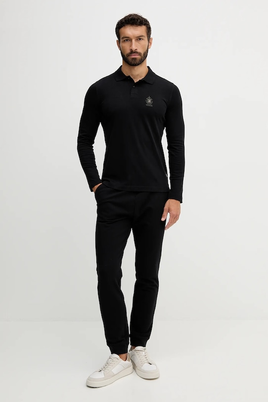 Βαμβακερή μπλούζα με μακριά μανίκια Aeronautica Militare PO1886UJ00703 μαύρο AW25