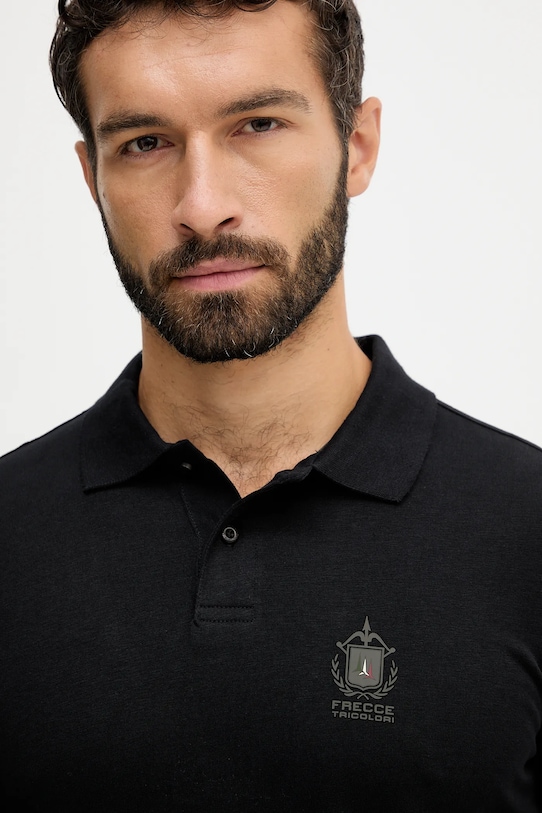 Βαμβακερή μπλούζα με μακριά μανίκια Aeronautica Militare μαύρο PO1886UJ00703