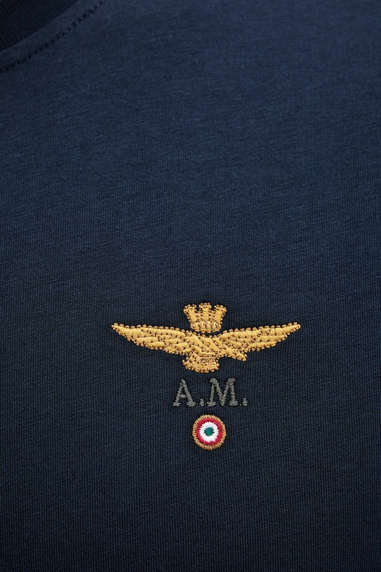 Bavlněné tričko s dlouhým rukávem Aeronautica Militare TS2390UJ00372 námořnická modř