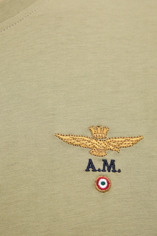 Bavlněné tričko s dlouhým rukávem Aeronautica Militare zelená TS2390UJ00372