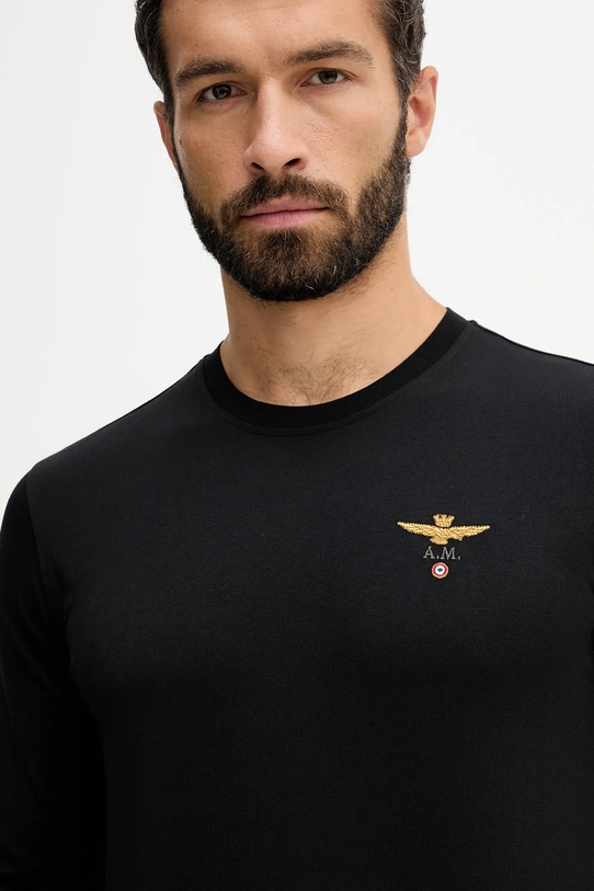 Oblečení Bavlněné tričko s dlouhým rukávem Aeronautica Militare TS2390UJ00372 černá