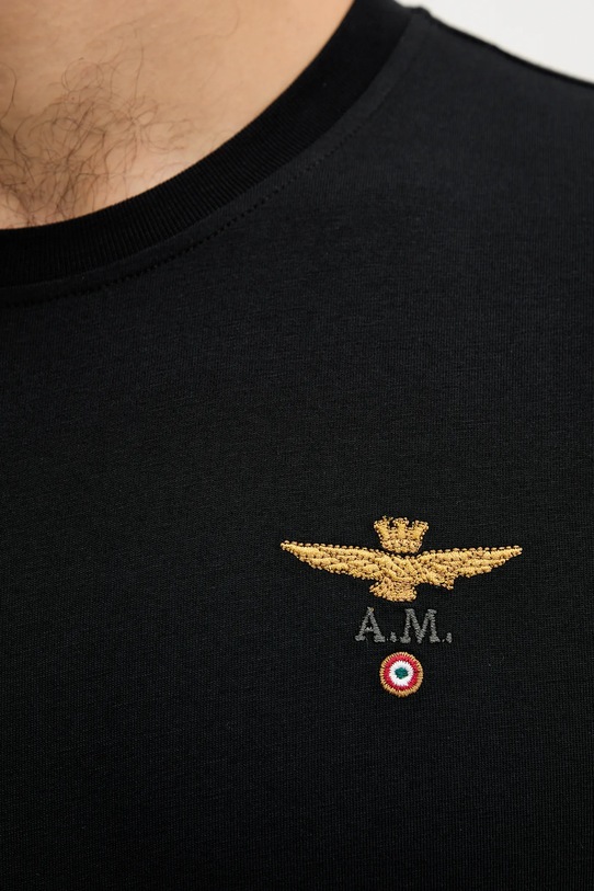 Bavlněné tričko s dlouhým rukávem Aeronautica Militare černá TS2390UJ00372