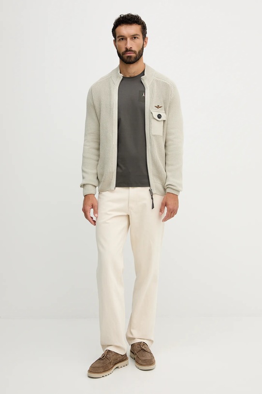 Bavlněné tričko s dlouhým rukávem Aeronautica Militare TS2450UJ00663 šedá AW25