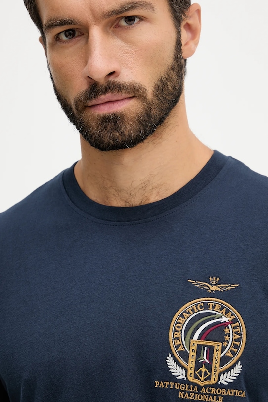 Βαμβακερή μπλούζα με μακριά μανίκια Aeronautica Militare σκούρο μπλε TS2467UJ00703