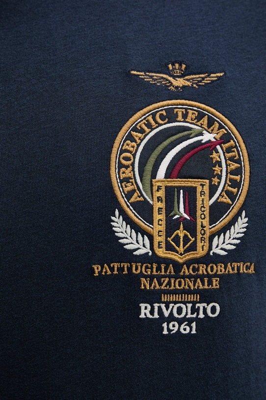 Bavlněné tričko s dlouhým rukávem Aeronautica Militare TS2467UJ00703 námořnická modř