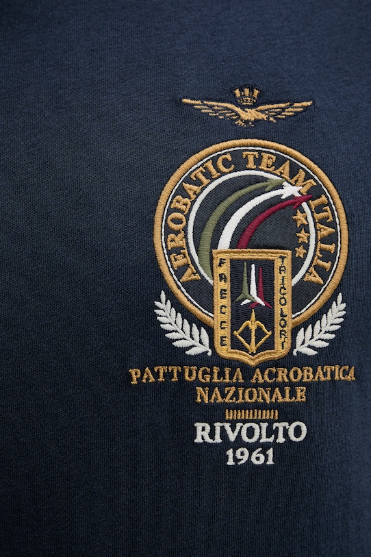 Βαμβακερή μπλούζα με μακριά μανίκια Aeronautica Militare TS2467UJ00703 σκούρο μπλε