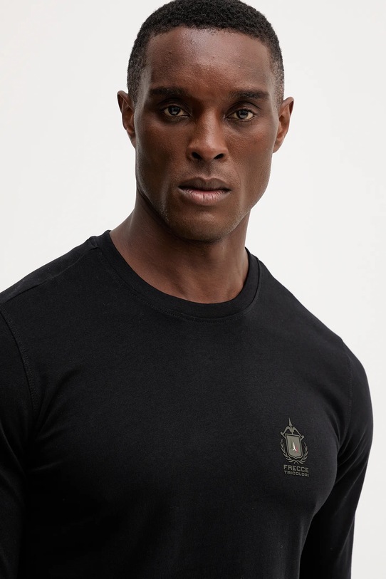 Βαμβακερή μπλούζα με μακριά μανίκια Aeronautica Militare μαύρο TS2468UJ00703