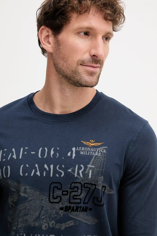 Aeronautica Militare longsleeve din bumbac bleumarin TS2475UJ00641