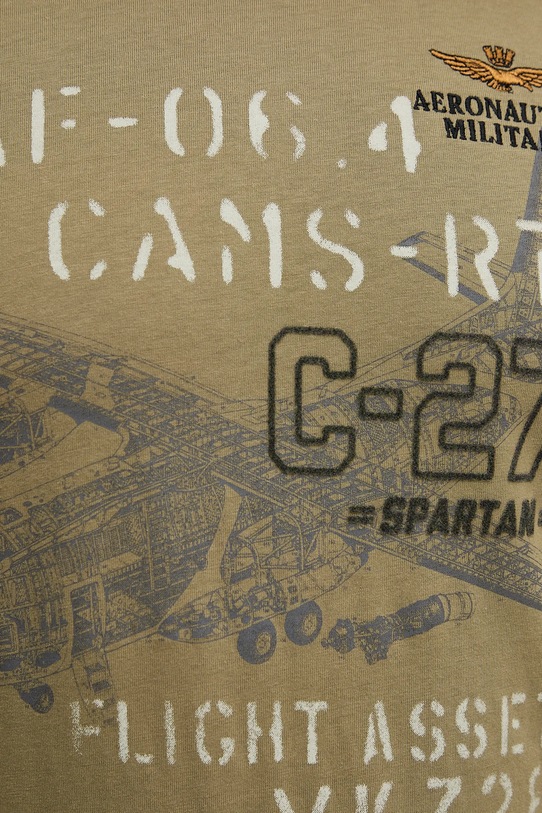 Bavlněné tričko s dlouhým rukávem Aeronautica Militare zelená TS2475UJ00641