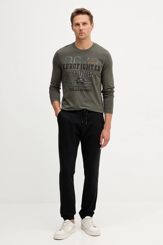 Bavlněné tričko s dlouhým rukávem Aeronautica Militare TS2477UJ00641 šedá AW25