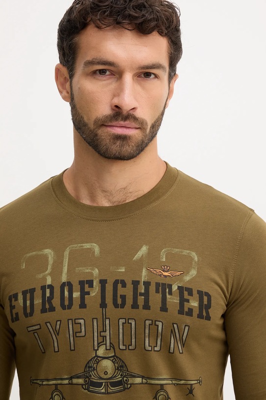 Bavlněné tričko s dlouhým rukávem Aeronautica Militare zelená TS2477UJ00641