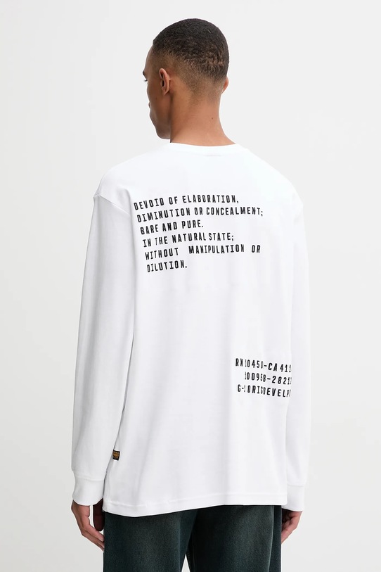 G-Star longsleeve bawełniany nadruk biały D26835.D976