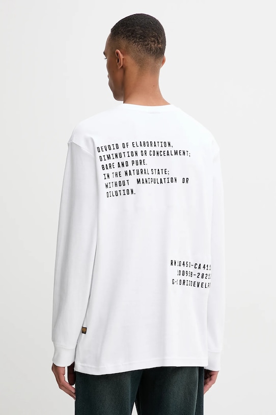 G-Star longsleeve bawełniany nadruk biały D26835.D976