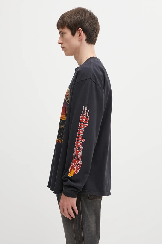 RHUDE longsleeve bawełniany Mesa Stallion RHFW25TT08012 czarny AW25