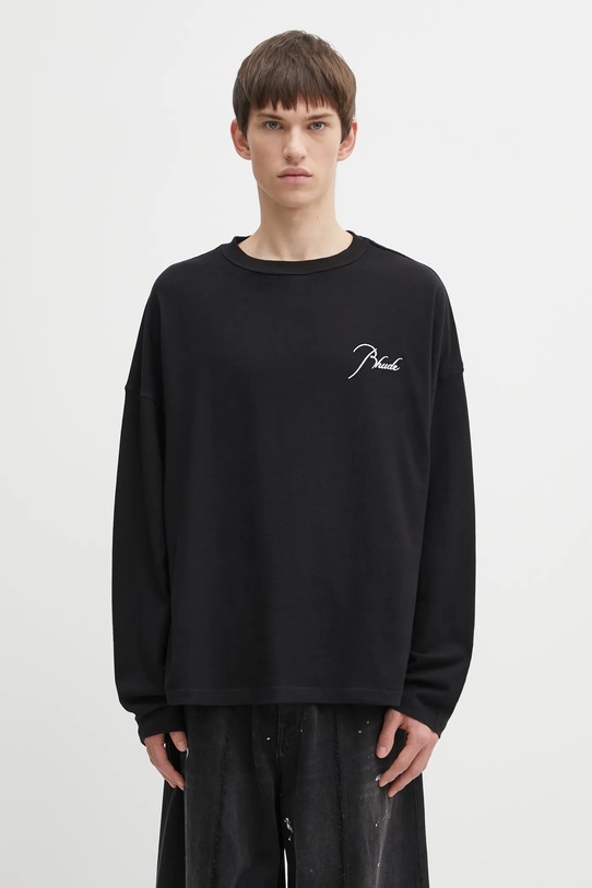 Odzież RHUDE longsleeve bawełniany Classique reverse RHFW25TT10012 czarny