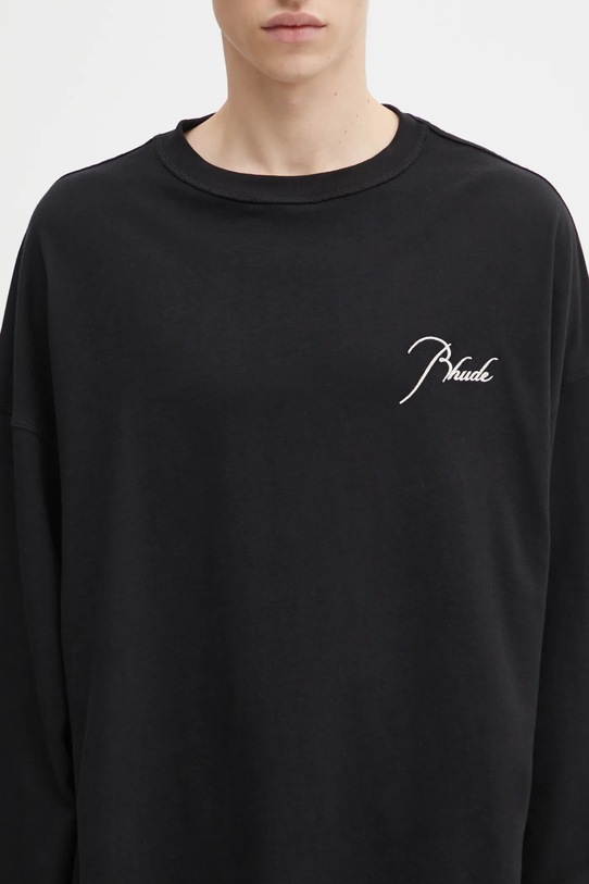 RHUDE longsleeve bawełniany Classique reverse czarny RHFW25TT10012