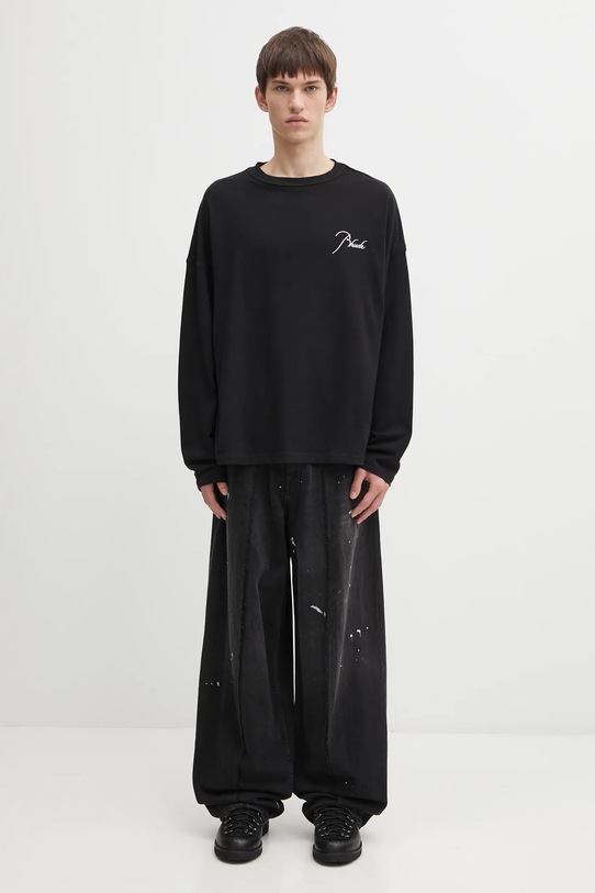 RHUDE longsleeve bawełniany Classique reverse RHFW25TT10012 czarny