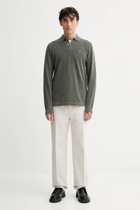 Хлопковый лонгслив Marc O'Polo 528223655004 зелёный AW25