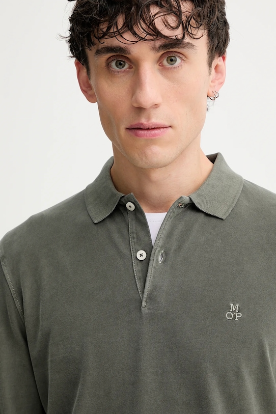 Bavlněné tričko s dlouhým rukávem Marc O'Polo zelená 528223655004