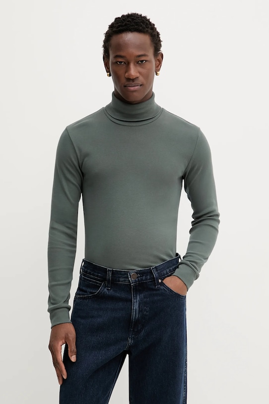 Marc O'Polo longsleeve din bumbac uni verde 529220252100