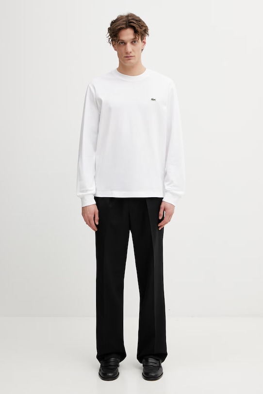 Lacoste longsleeve din bumbac TH7307 alb