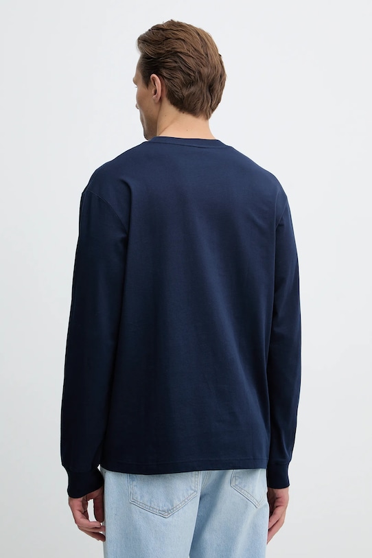 Oblečenie Bavlnené tričko s dlhým rukávom Lacoste TH7307 tmavomodrá