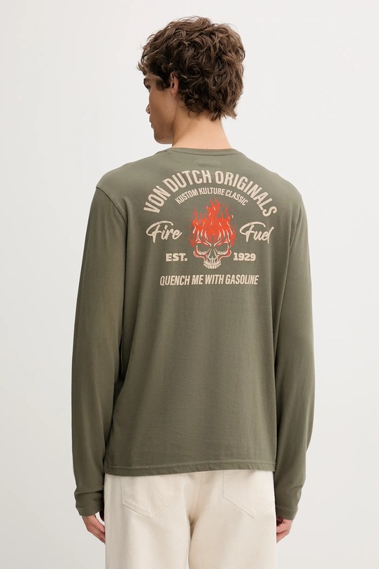 Von Dutch longsleeve bawełniany nadruk zielony VD.1.TRL.GASO