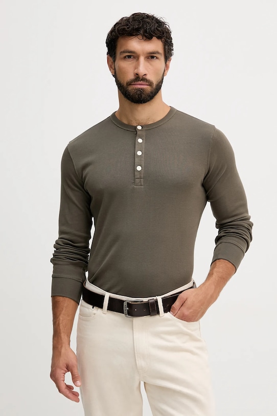 Lindbergh longsleeve bawełniany bawełna zielony 30.420095